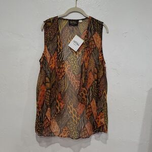 Bob Mackie Wearable Art Lightweight Open Vest Blouse Size L